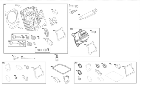 Cylinder Head Group Diagram and Parts List for 10V332-0040-F1  Briggs and Stratton Engine